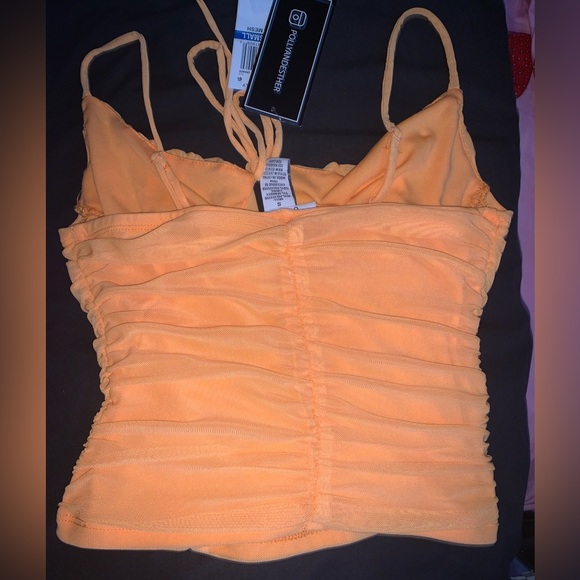 Polly & Esther bright orange mesh top - Picture 2 of 4
